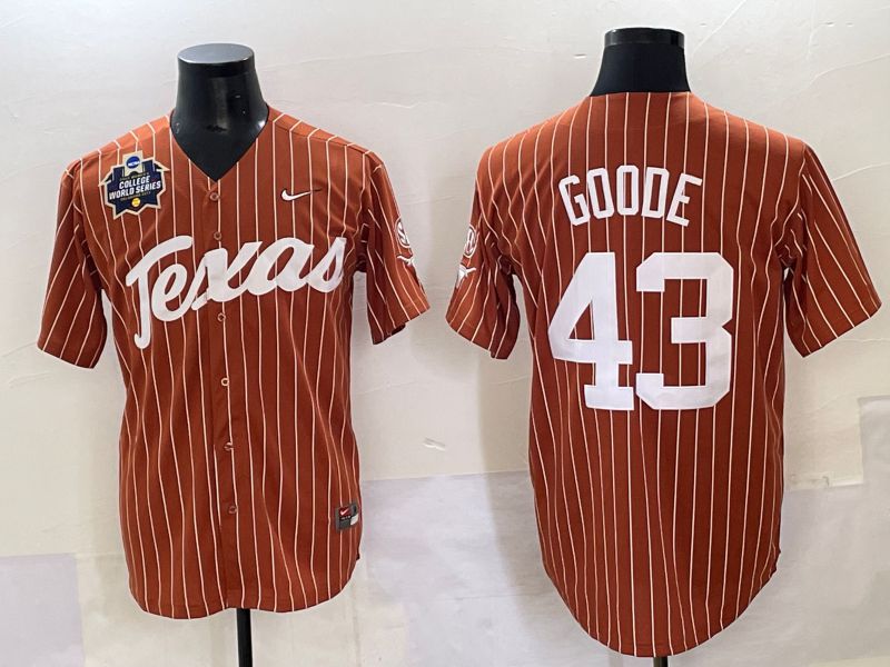 Men 2025 Texas Longhorns #43 Goode Brown stripe Joint Name Nike NCAA Jersey style 13->ncaa teams->NCAA Jersey